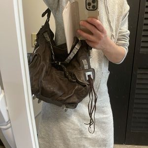 Leather rock tote bag